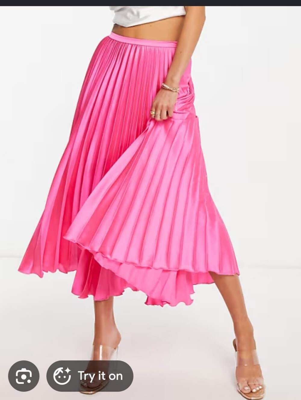 NWT Grace Karin Hot Pink Pleated Midi Skirt